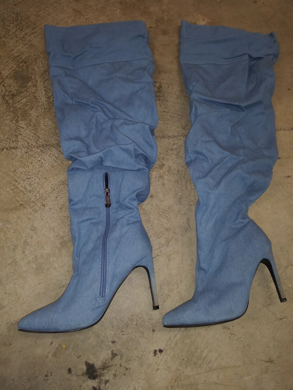 Women's Light Blue Over-the-Knee Stiletto Boots